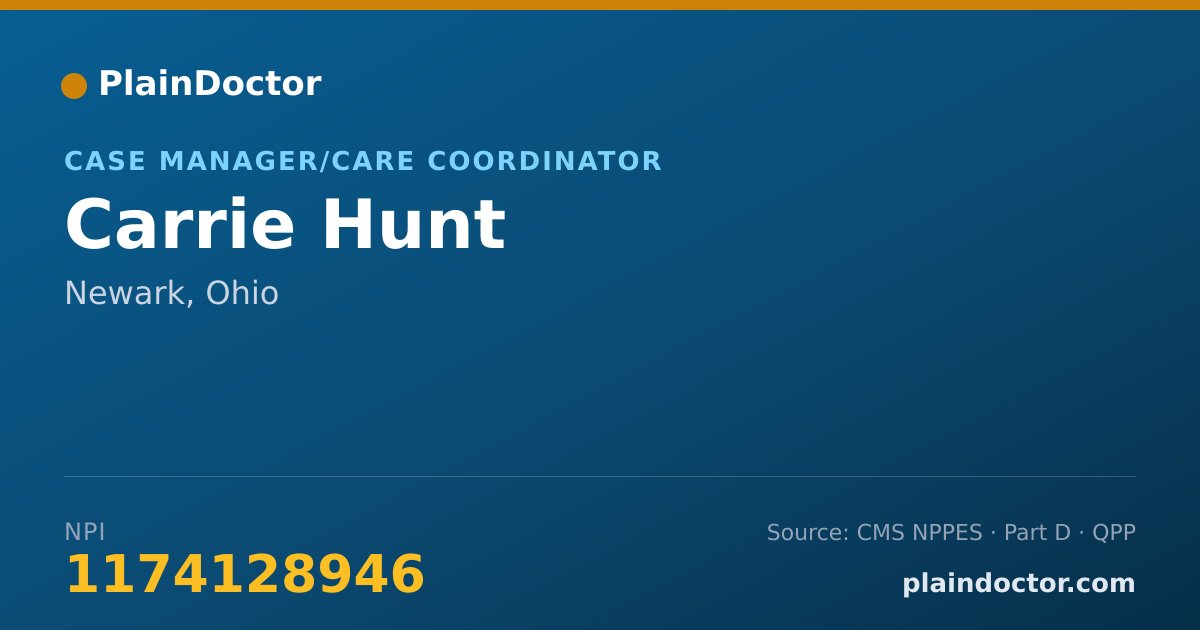 Shareable card for Carrie Hunt - Case Manager/Care Coordinator, Newark, OH