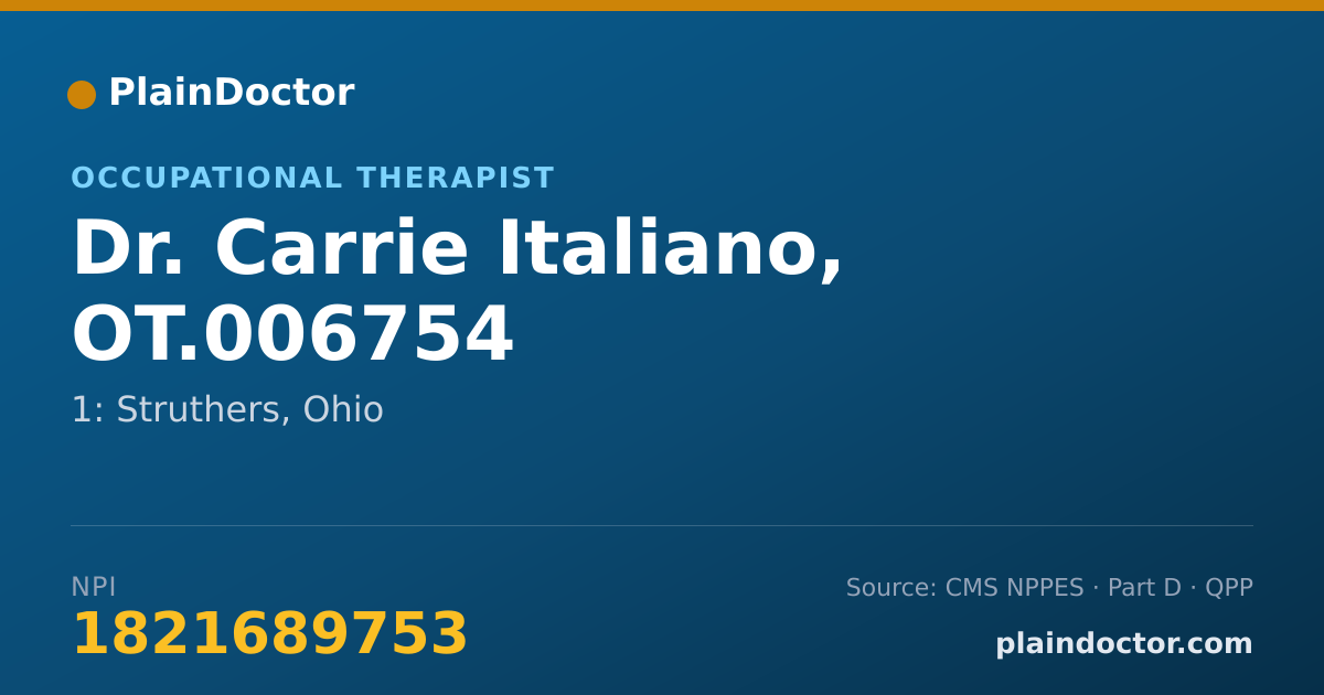 Shareable card for Carrie Italiano, OT.006754 - Occupational Therapist, 1: Struthers, OH