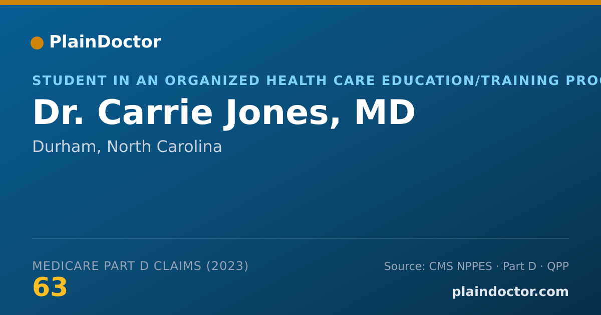 Shareable card for Carrie Jones, MD - Student in an Organized Health Care Education/Training Program, Durham, NC