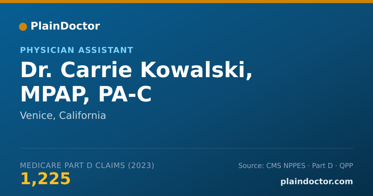 Shareable card for Carrie Kowalski, MPAP, PA-C - Physician Assistant, Venice, CA