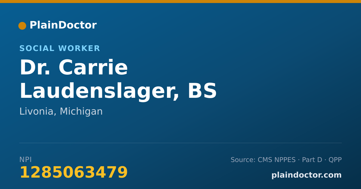 Shareable card for Carrie Laudenslager, BS - Social Worker, Livonia, MI