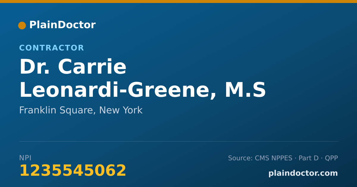 Shareable card for Carrie Leonardi-Greene, M.S - Contractor, Franklin Square, NY