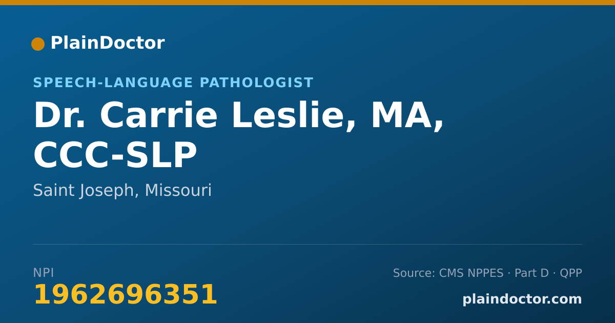 Shareable card for Carrie Leslie, MA, CCC-SLP - Speech-Language Pathologist, Saint Joseph, MO