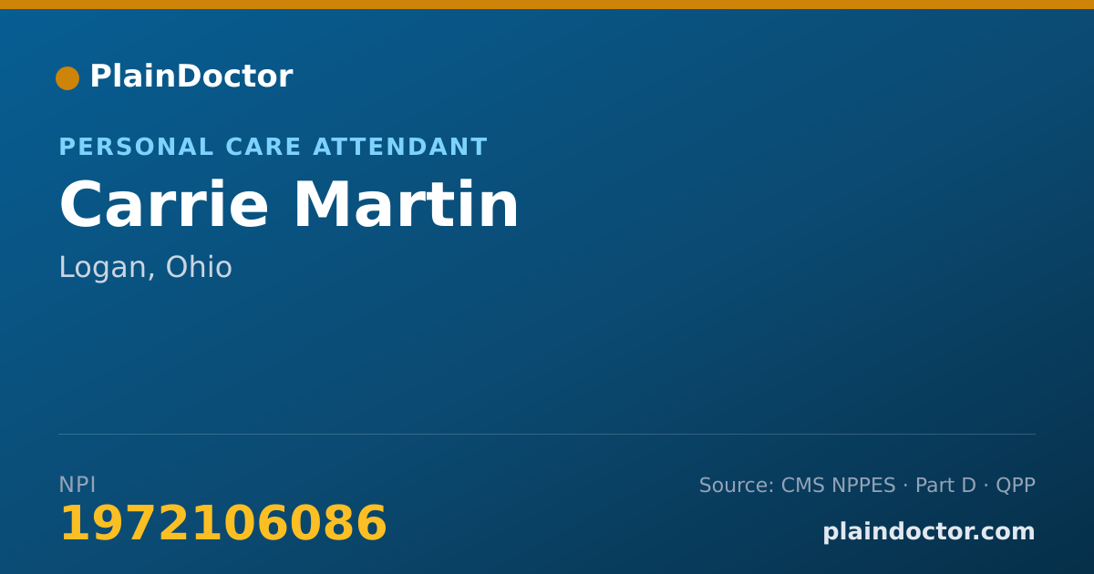 Shareable card for Carrie Martin - Personal Care Attendant, Logan, OH