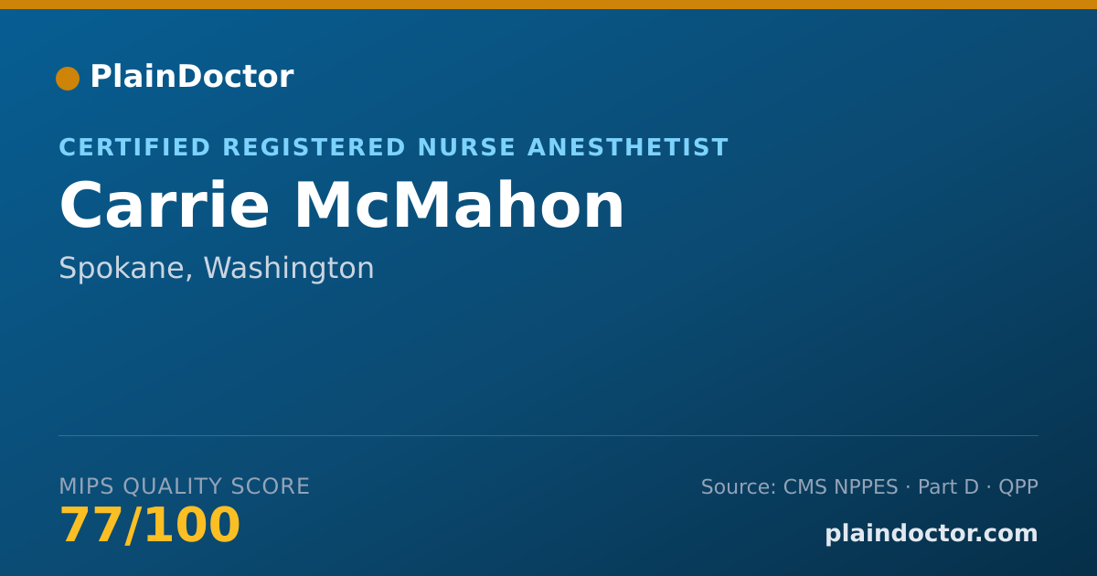 Shareable card for Carrie McMahon - Certified Registered Nurse Anesthetist, Spokane, WA