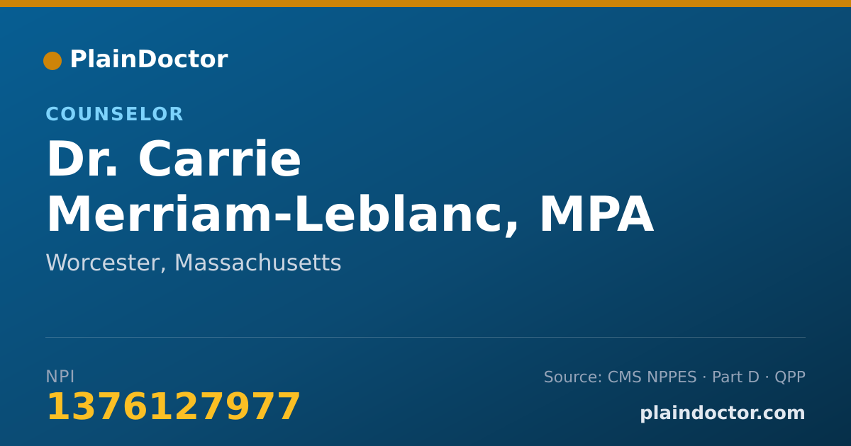 Shareable card for Carrie Merriam-Leblanc, MPA - Counselor, Worcester, MA