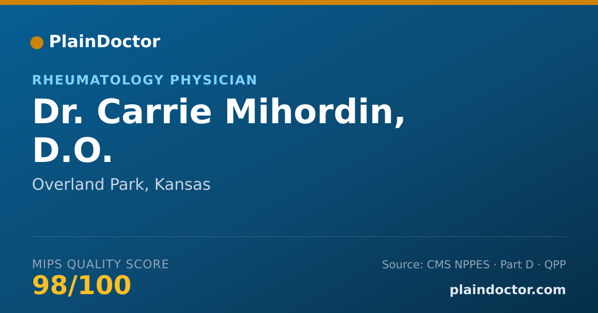Shareable card for Carrie Mihordin, D.O. - Rheumatology Physician, Overland Park, KS