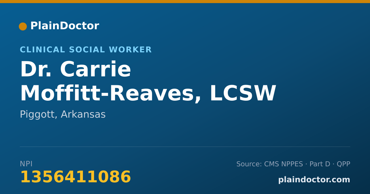 Shareable card for Carrie Moffitt-Reaves, LCSW - Clinical Social Worker, Piggott, AR