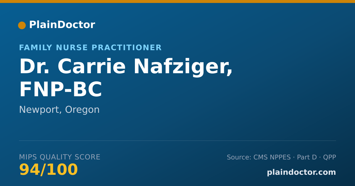 Shareable card for Carrie Nafziger, FNP-BC - Family Nurse Practitioner, Newport, OR