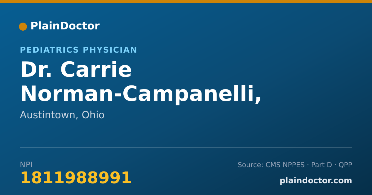 Shareable card for Carrie Norman-Campanelli, D.O. - Pediatrics Physician, Austintown, OH