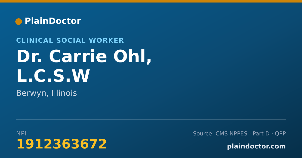 Shareable card for Carrie Ohl, L.C.S.W - Clinical Social Worker, Berwyn, IL