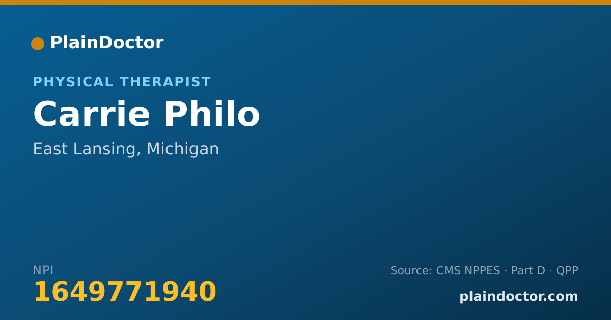 Shareable card for Carrie Philo - Physical Therapist, East Lansing, MI
