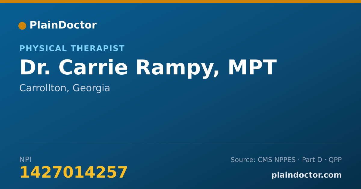 Shareable card for Carrie Rampy, MPT - Physical Therapist, Carrollton, GA