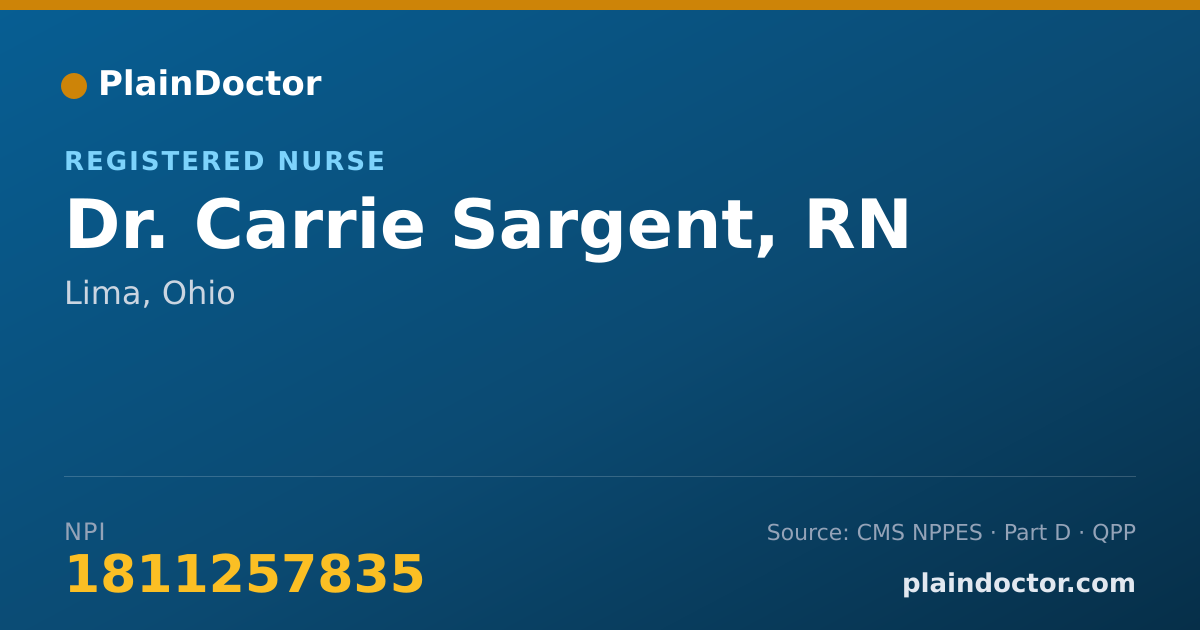Shareable card for Carrie Sargent, RN - Registered Nurse, Lima, OH