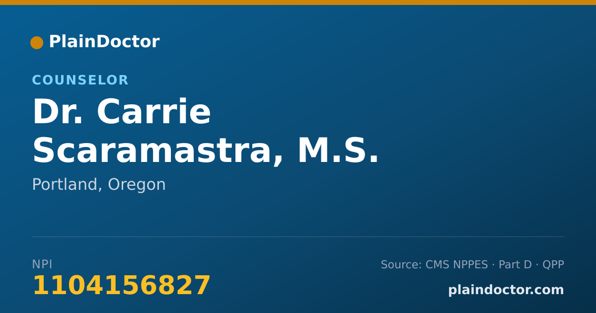 Shareable card for Carrie Scaramastra, M.S. - Counselor, Portland, OR