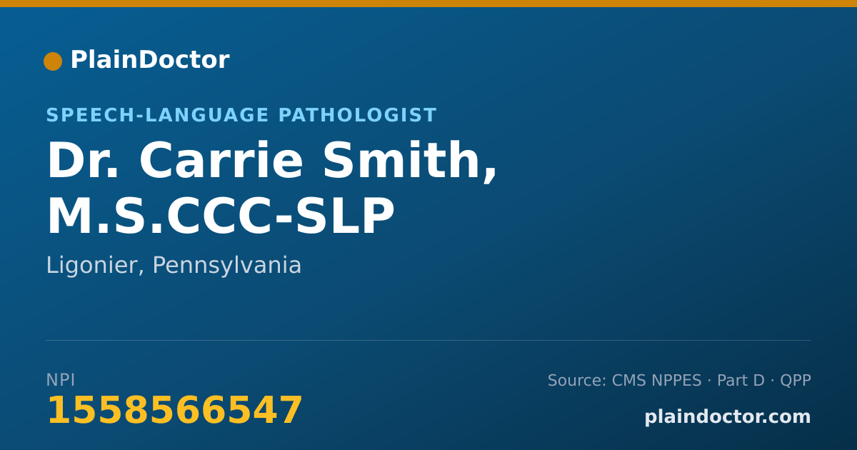 Shareable card for Carrie Smith, M.S.CCC-SLP - Speech-Language Pathologist, Ligonier, PA