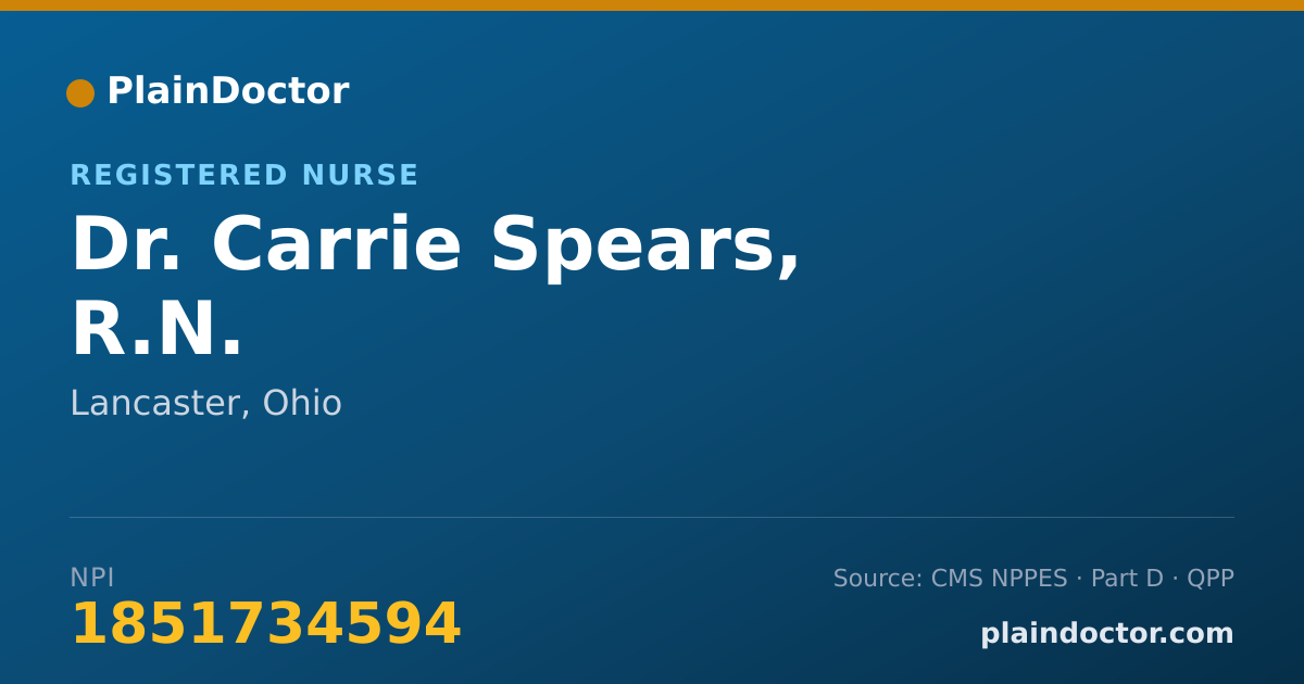 Shareable card for Carrie Spears, R.N. - Registered Nurse, Lancaster, OH