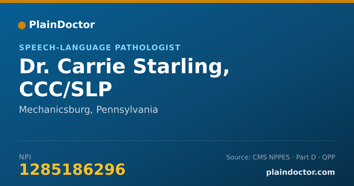 Shareable card for Carrie Starling, CCC/SLP - Speech-Language Pathologist, Mechanicsburg, PA
