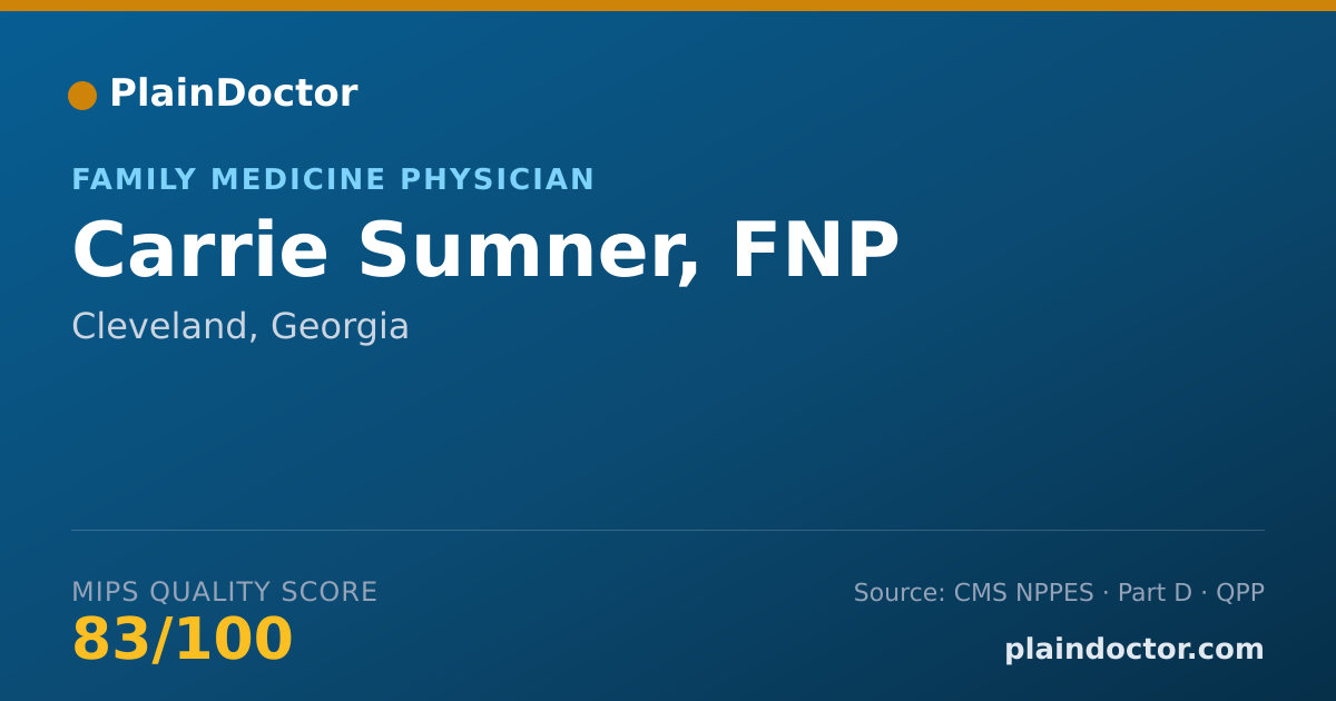 Shareable card for Carrie Sumner, FNP - Family Medicine Physician, Cleveland, GA