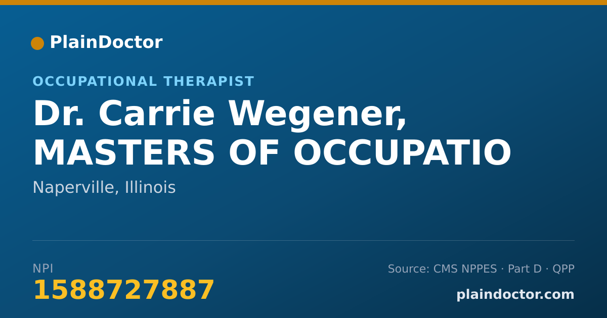 Shareable card for Carrie Wegener, MASTERS OF OCCUPATIO - Occupational Therapist, Naperville, IL