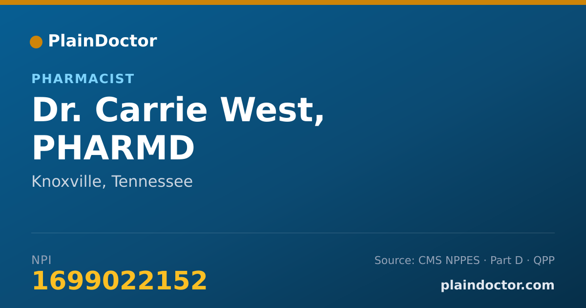 Shareable card for Carrie West, PHARMD - Pharmacist, Knoxville, TN