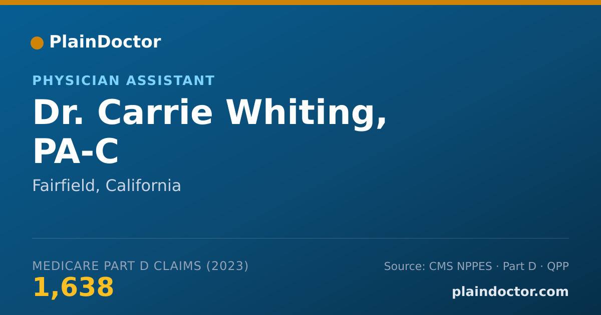 Shareable card for Carrie Whiting, PA-C - Physician Assistant, Fairfield, CA