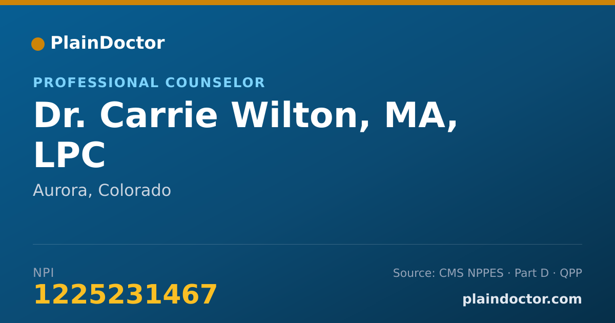 Shareable card for Carrie Wilton, MA, LPC - Professional Counselor, Aurora, CO