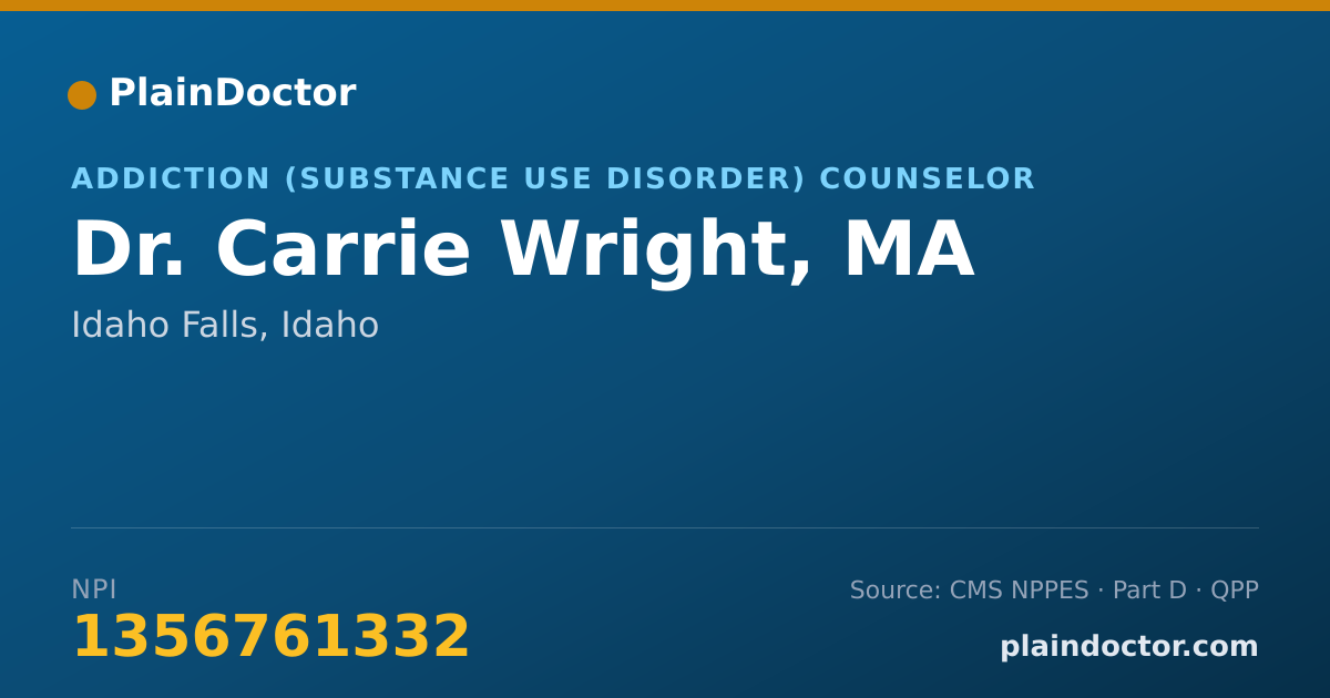 Shareable card for Carrie Wright, MA - Addiction (Substance Use Disorder) Counselor, Idaho Falls, ID