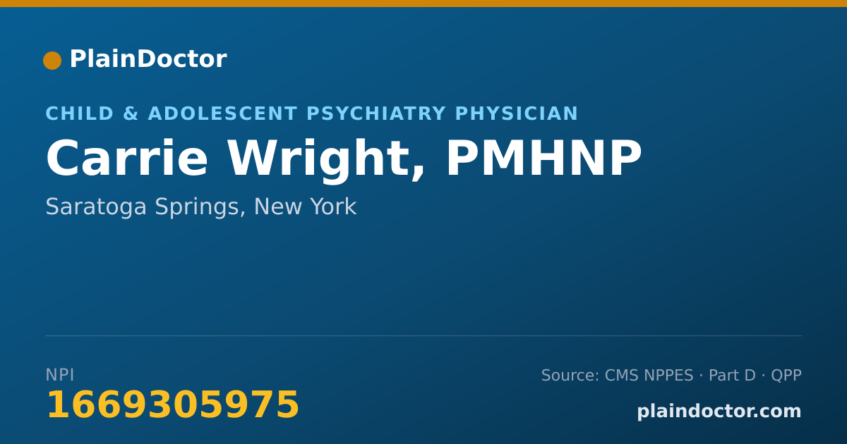Shareable card for Carrie Wright, PMHNP - Child & Adolescent Psychiatry Physician, Saratoga Springs, NY