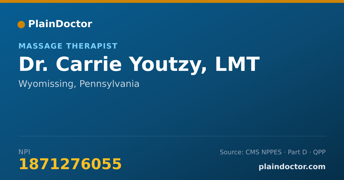 Shareable card for Carrie Youtzy, LMT - Massage Therapist, Wyomissing, PA