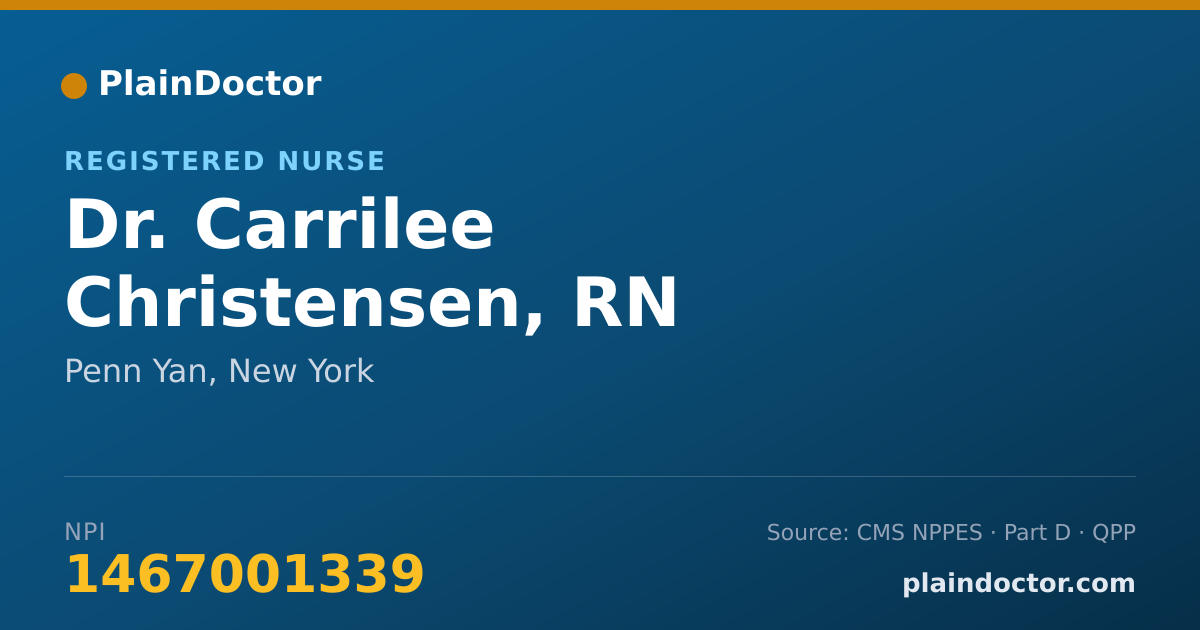 Shareable card for Carrilee Christensen, RN - Registered Nurse, Penn Yan, NY