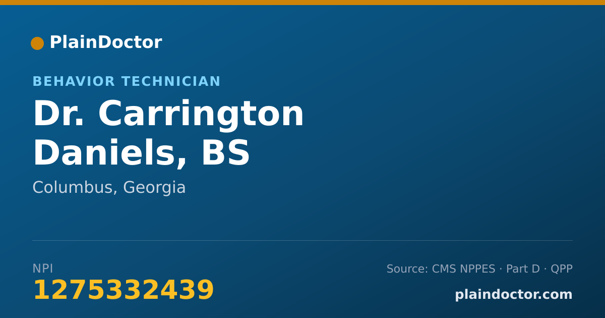 Shareable card for Carrington Daniels, BS - Behavior Technician, Columbus, GA