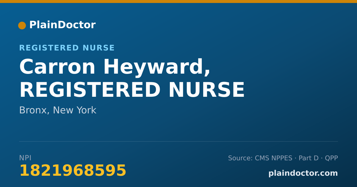 Shareable card for Carron Heyward, REGISTERED NURSE - Child & Adolescent Psychiatric/Mental Health Registered Nurse, Bronx, NY