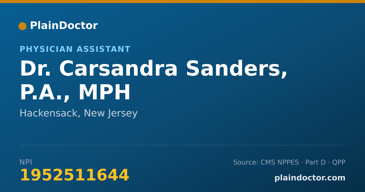 Shareable card for Carsandra Sanders, P.A., MPH - Physician Assistant, Hackensack, NJ