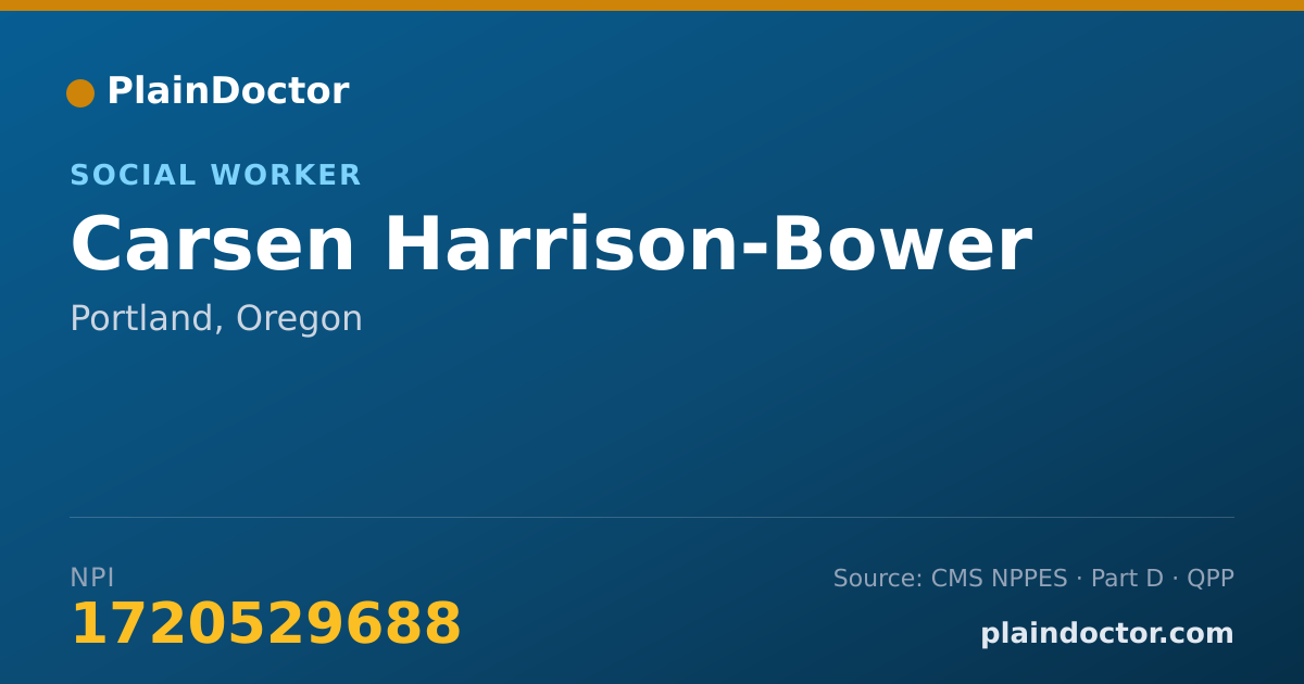 Shareable card for Carsen Harrison-Bower - Social Worker, Portland, OR