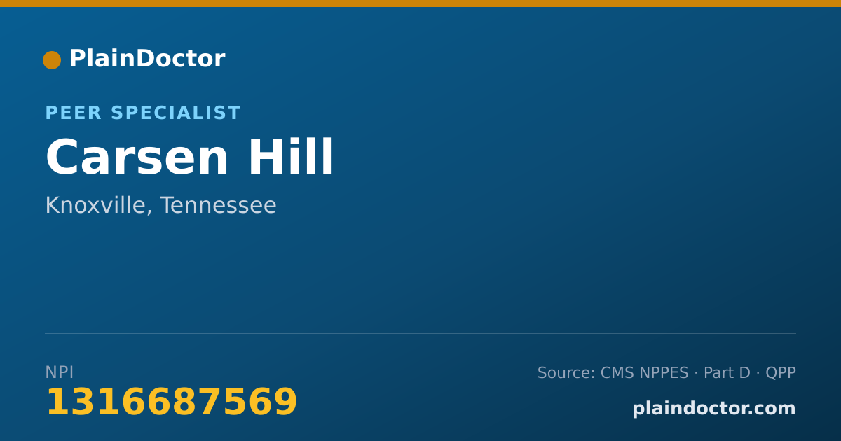 Shareable card for Carsen Hill - Peer Specialist, Knoxville, TN