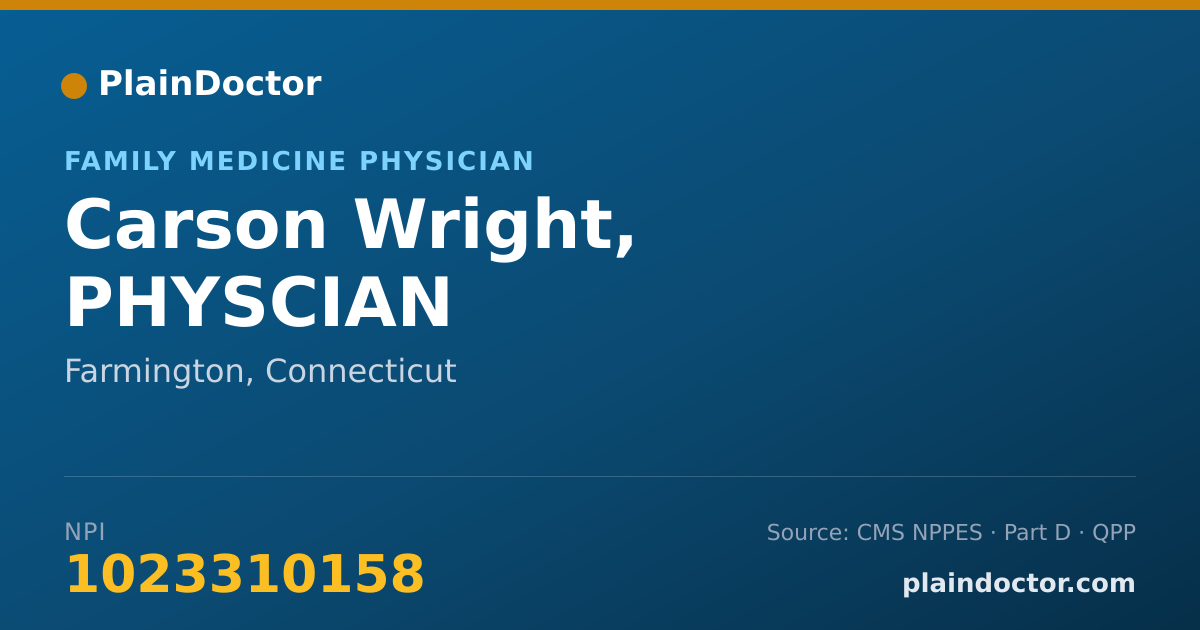 Shareable card for Carson Wright, PHYSCIAN - Family Medicine Physician, Farmington, CT