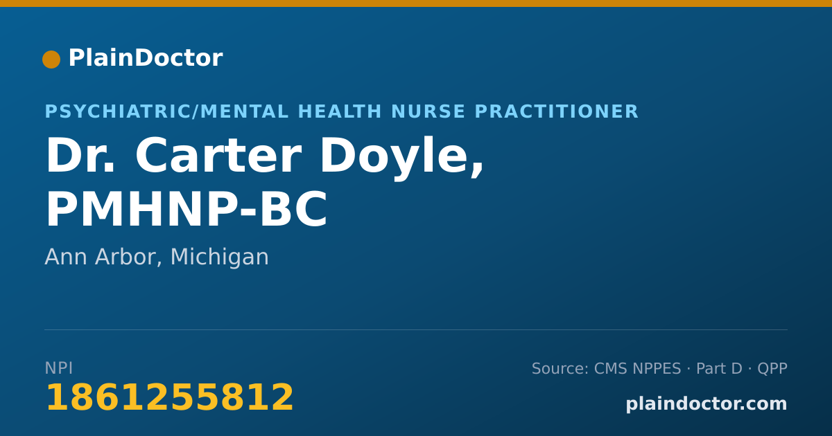 Shareable card for Carter Doyle, PMHNP-BC - Psychiatric/Mental Health Nurse Practitioner, Ann Arbor, MI