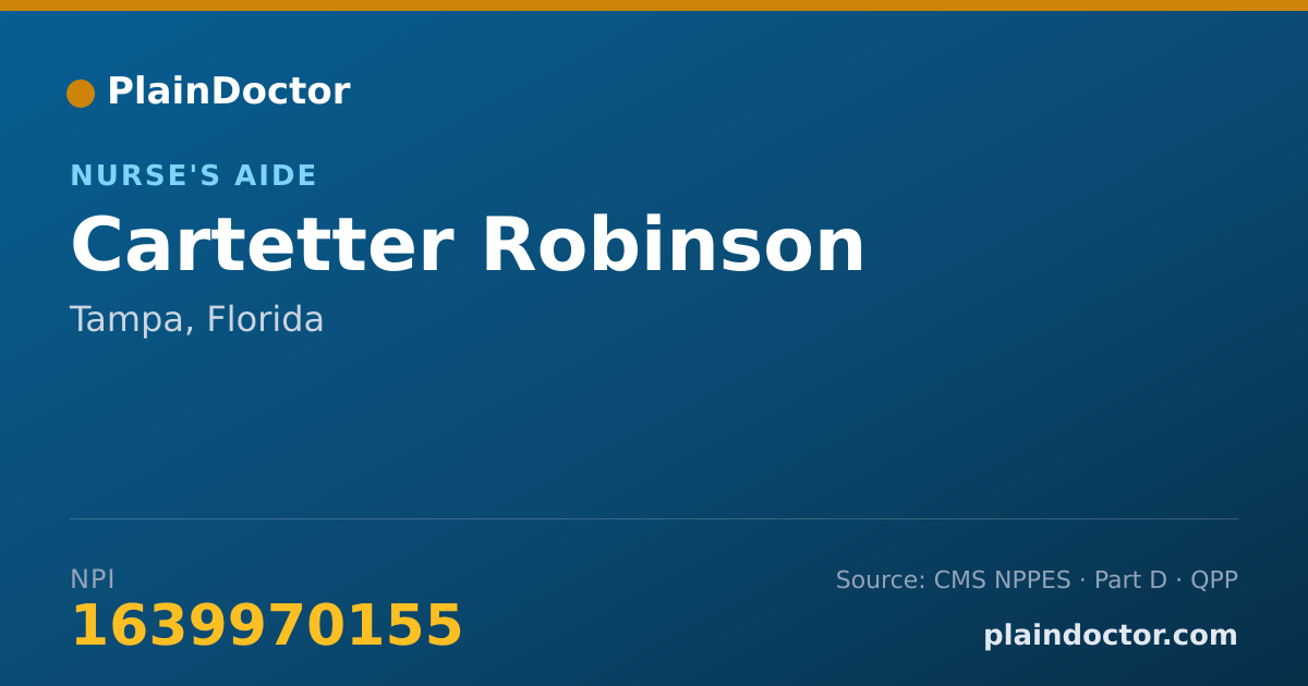 Shareable card for Cartetter Robinson - Nurse's Aide, Tampa, FL