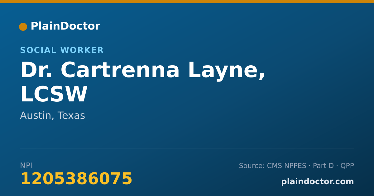 Shareable card for Cartrenna Layne, LCSW - Social Worker, Austin, TX