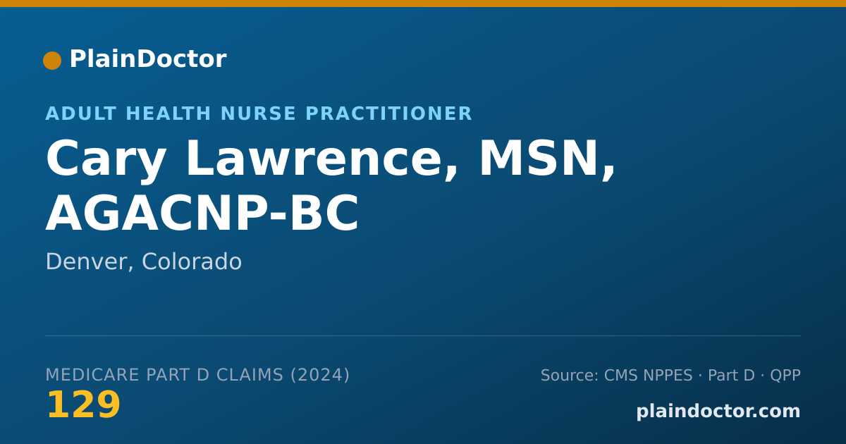 Shareable card for Cary Lawrence, MSN, AGACNP-BC - Adult Health Nurse Practitioner, Denver, CO