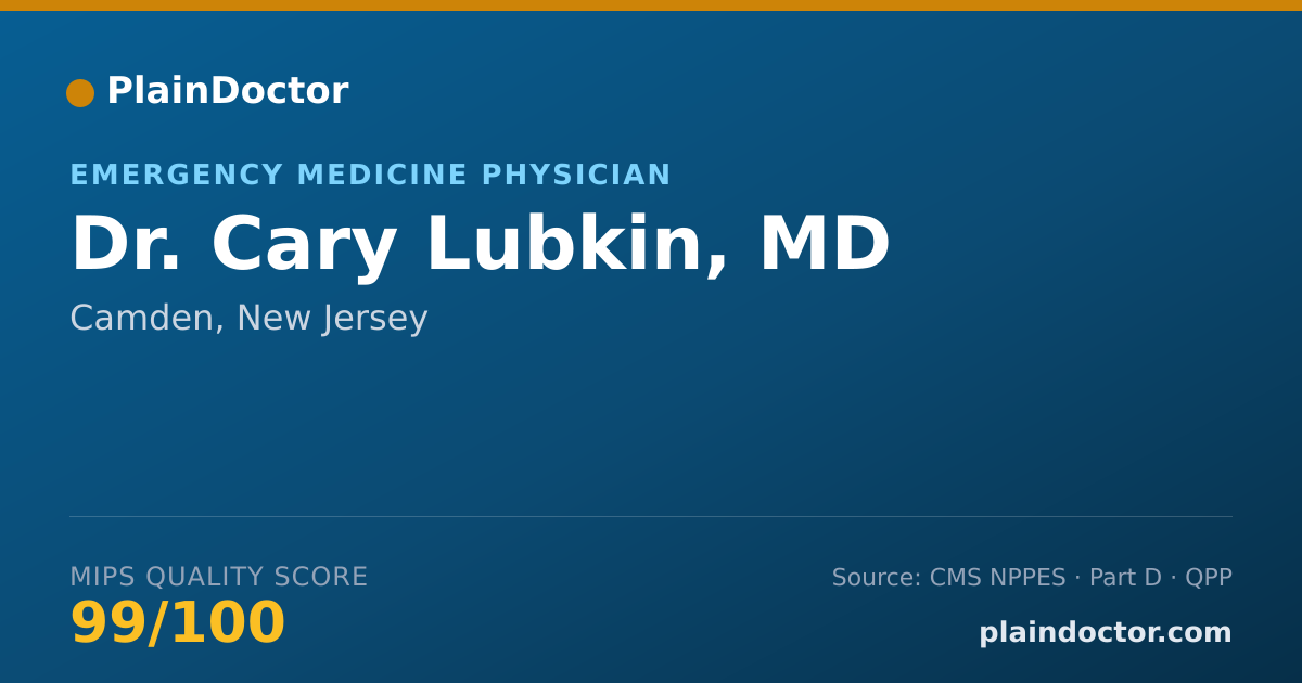 Shareable card for Cary Lubkin, MD - Emergency Medicine Physician, Camden, NJ