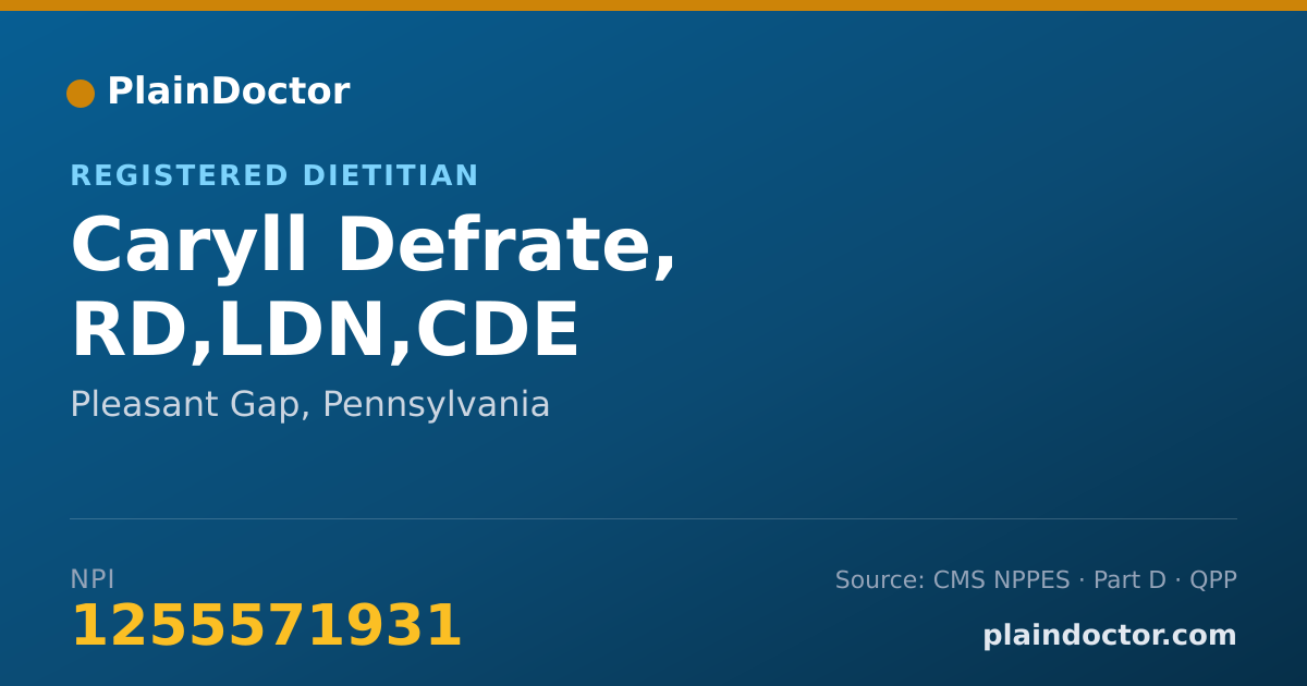 Shareable card for Caryll Defrate, RD,LDN,CDE - Registered Dietitian, Pleasant Gap, PA