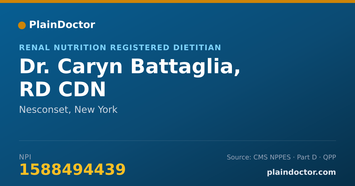 Shareable card for Caryn Battaglia, RD CDN - Renal Nutrition Registered Dietitian, Nesconset, NY