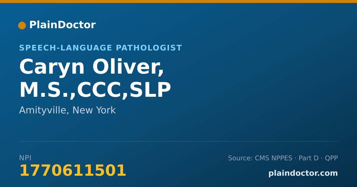 Shareable card for Caryn Oliver, M.S.,CCC,SLP - Speech-Language Pathologist, Amityville, NY