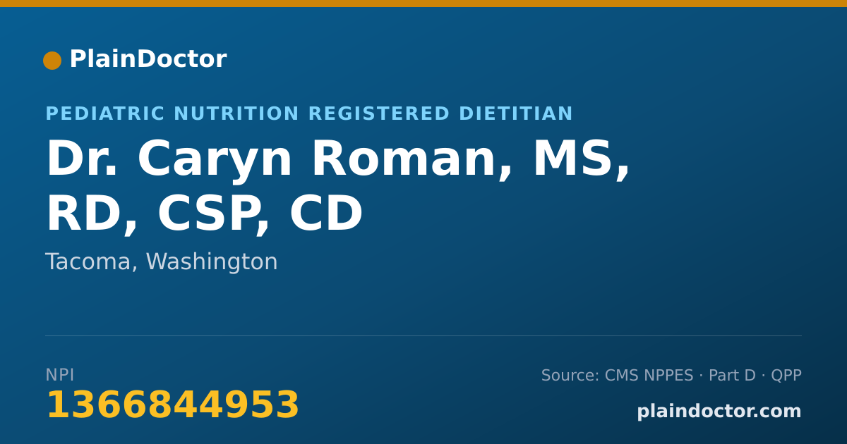 Shareable card for Caryn Roman, MS, RD, CSP, CD - Pediatric Nutrition Registered Dietitian, Tacoma, WA