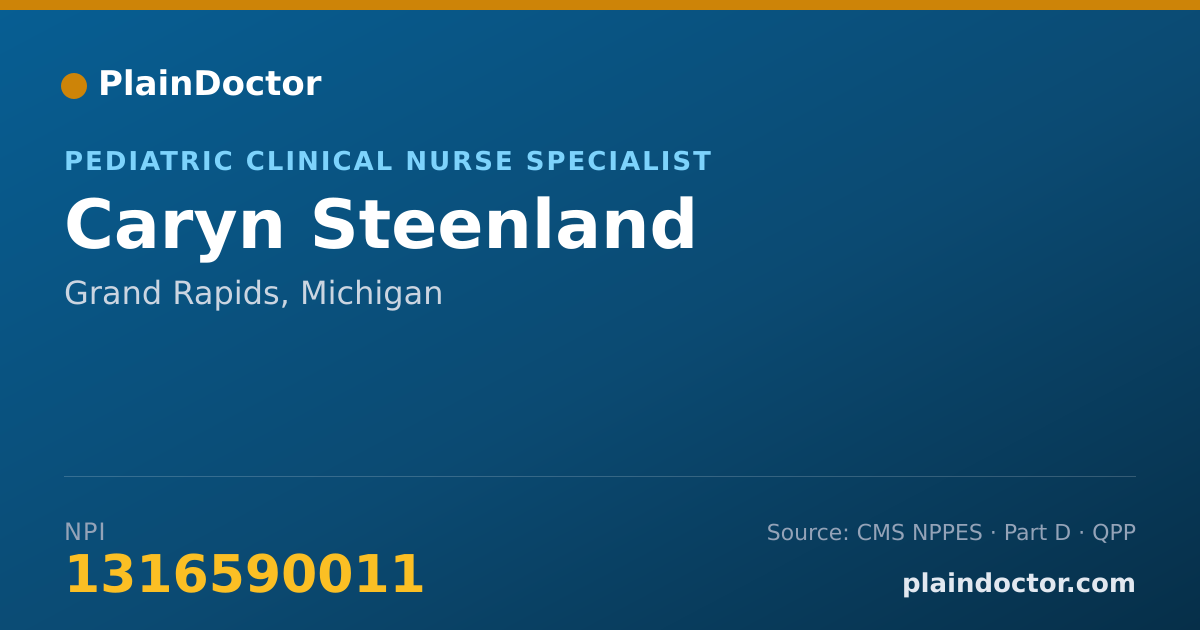 Shareable card for Caryn Steenland - Pediatric Clinical Nurse Specialist, Grand Rapids, MI
