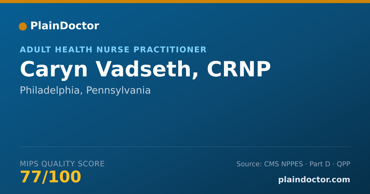 Shareable card for Caryn Vadseth, CRNP - Adult Health Nurse Practitioner, Philadelphia, PA