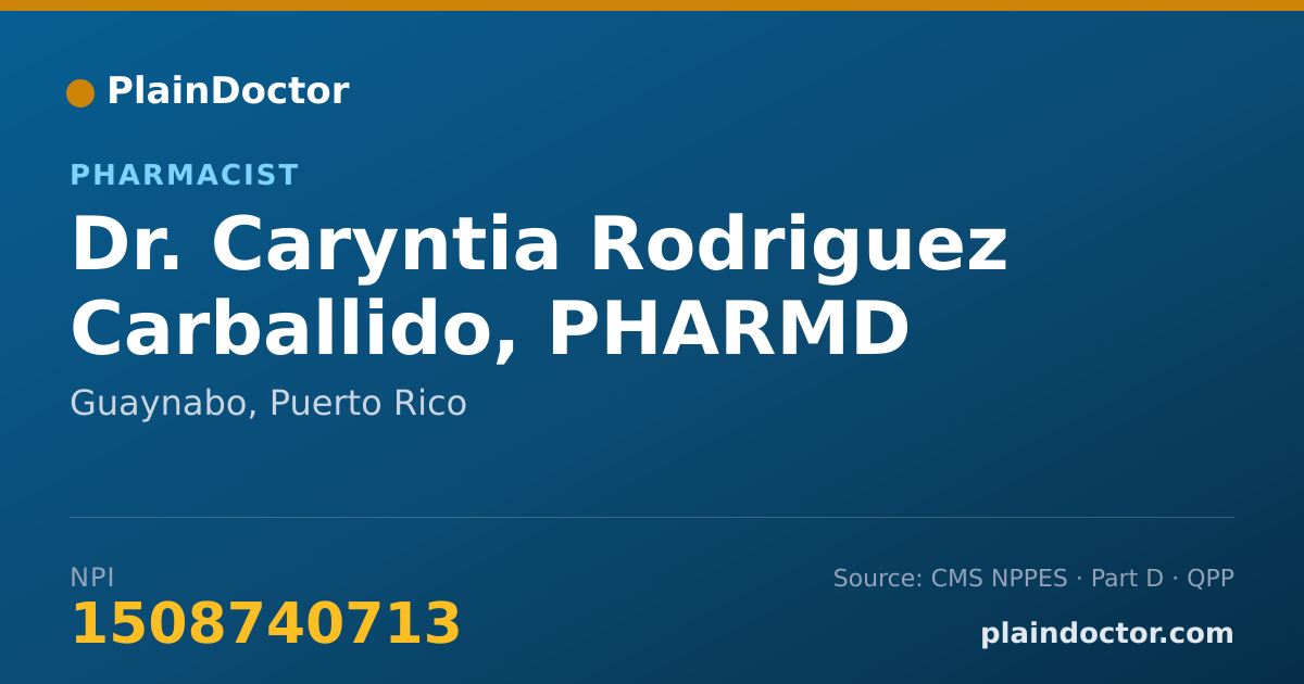 Shareable card for Caryntia Rodriguez Carballido, PHARMD - Pharmacist, Guaynabo, PR