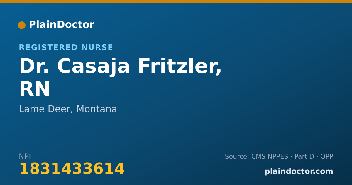 Shareable card for Casaja Fritzler, RN - Registered Nurse, Lame Deer, MT